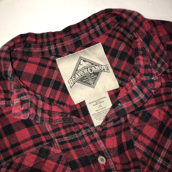 Beaver Canoe Red Black Buffalo Plaid Button Down - Picture 10 of 10